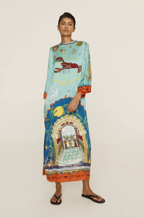 New Print Starry Graphic Long Sleeve Maxi Dress CODE: KAR3760