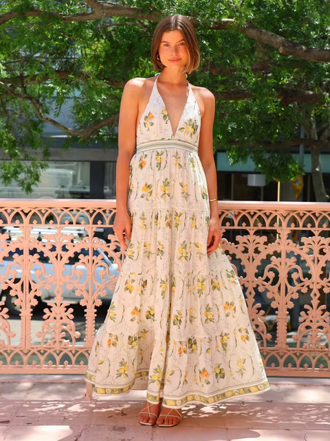 New Summer Long Sleeveless Printed V-neck Dress CODE: KAR3761