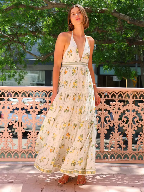 New Summer Long Sleeveless Printed V-neck Dress CODE: KAR3761