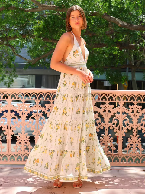 New Summer Long Sleeveless Printed V-neck Dress CODE: KAR3761