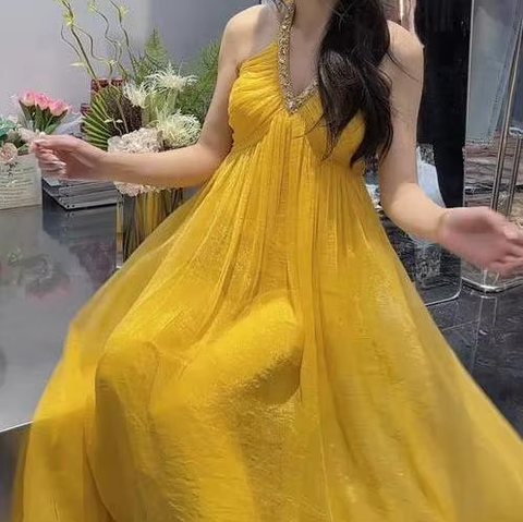 New neck hanging banquet hosting vacation long dress CODE: KAR3766