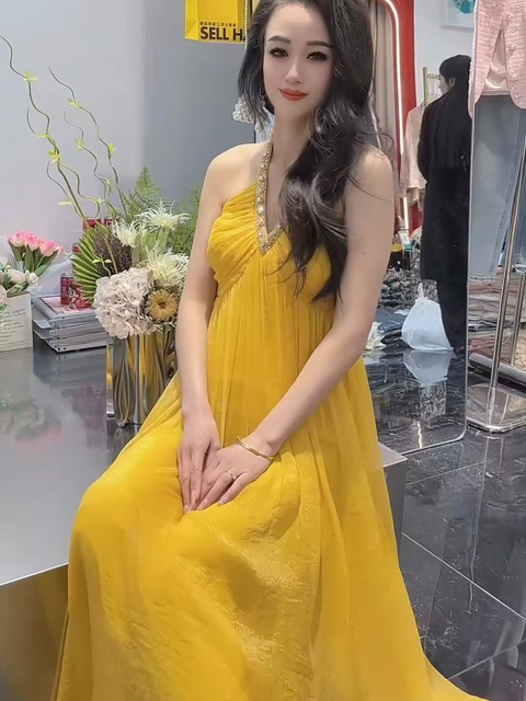 New neck hanging banquet hosting vacation long dress CODE: KAR3766