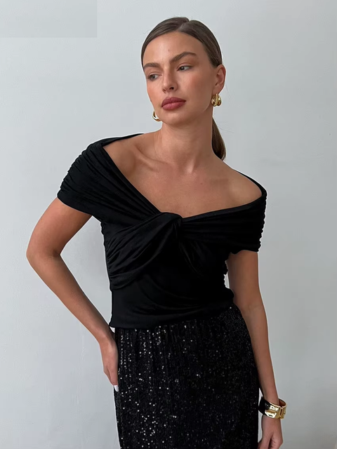 New Sexy V-Neck Short Sleeve Shirt Elegant Slim Chic Top CODE: KAR3777