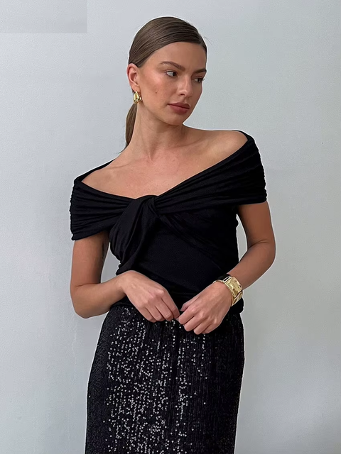 New Sexy V-Neck Short Sleeve Shirt Elegant Slim Chic Top CODE: KAR3777