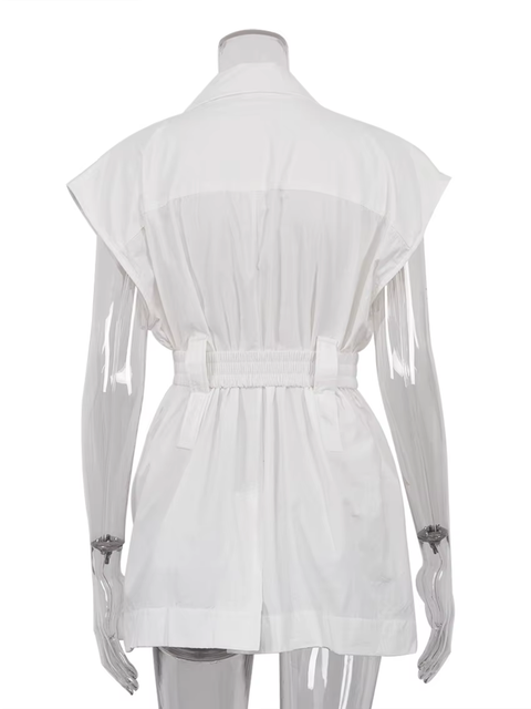 Fashion Loose Elegant Lapel Sleeveless Casual Classic Solid Top CODE: KAR3779