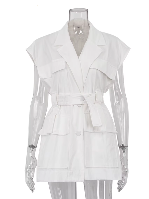 Fashion Loose Elegant Lapel Sleeveless Casual Classic Solid Top CODE: KAR3779