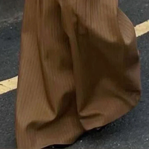 New Long Sleeves Single-button Striped V-Neck Blazer & Pleated Wide Leg Loose Two Piece Set CODE: KAR3783