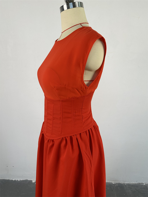 New Short Sleeve Tunic Crop Top and Big Swing Maxi Skirts Dress CODE: KAR3787