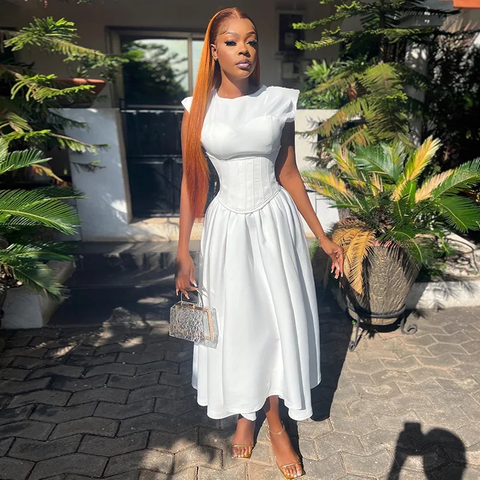 New Short Sleeve Tunic Crop Top and Big Swing Maxi Skirts Dress CODE: KAR3787