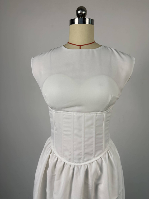 New Short Sleeve Tunic Crop Top and Big Swing Maxi Skirts Dress CODE: KAR3787