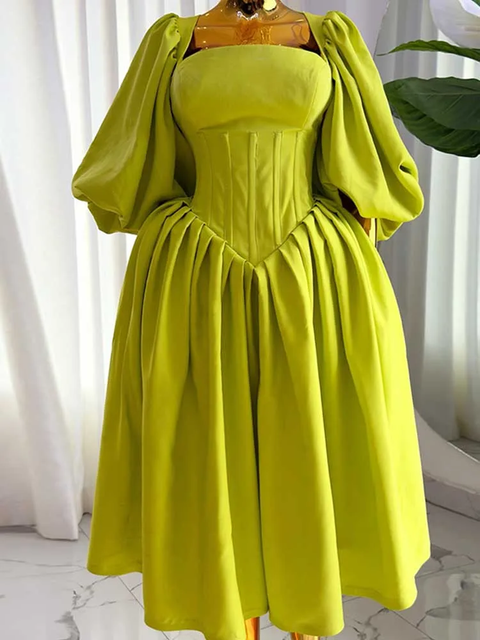 Sexy Sleeves Spring High Waist Elegant Slash Neck Long Dress CODE: KAR3788