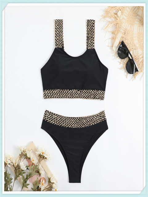 New Sexy High Waist Cut Solid  Padded Bathing Two Piece Swimwear CODE: KAR3795