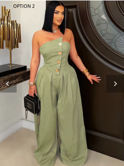 New Chic Button Details Palazzo Jumpsuit CODE: KAR3802