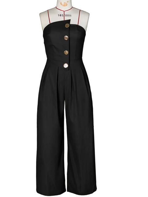 New Chic Button Details Palazzo Jumpsuit CODE: KAR3802