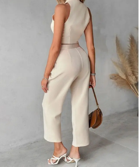 Fashion Elegant Sleeveless Waist coat Slim Short Jacket Office Pant 2 Piece Set CODE: KAR3812