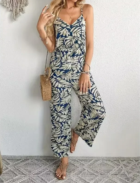 Fashion Casual Short  V-Neck Loose Strapless One-Piece Jumpsuit CODE: KAR3813