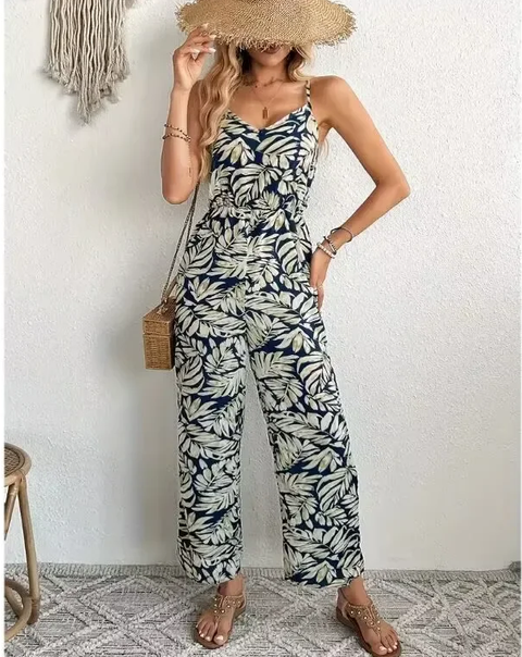 Fashion Casual Short  V-Neck Loose Strapless One-Piece Jumpsuit CODE: KAR3813