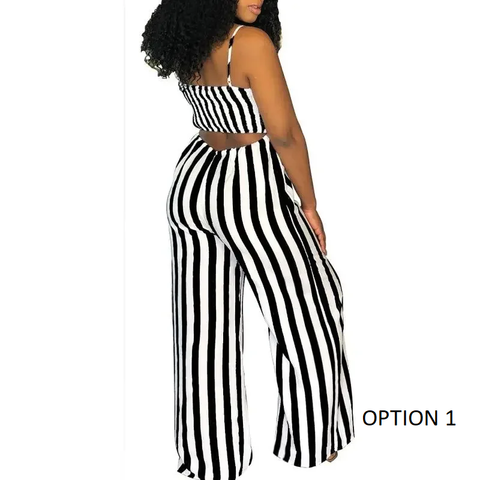 New Sexy Striped One-Piece Pants Casual Wide Leg Leisure Bridesmaid Jumpsuit CODE: KAR3814