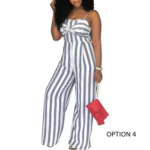 New Sexy Striped One-Piece Pants Casual Wide Leg Leisure Bridesmaid Jumpsuit CODE: KAR3814