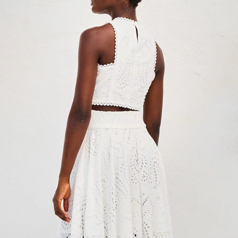 New Casual Sleeveless Top Embroidered Pocket Long Skirts Two-Piece Set CODE: KAR3818