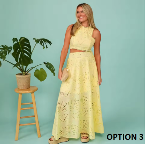 New Casual Sleeveless Top Embroidered Pocket Long Skirts Two-Piece Set CODE: KAR3818