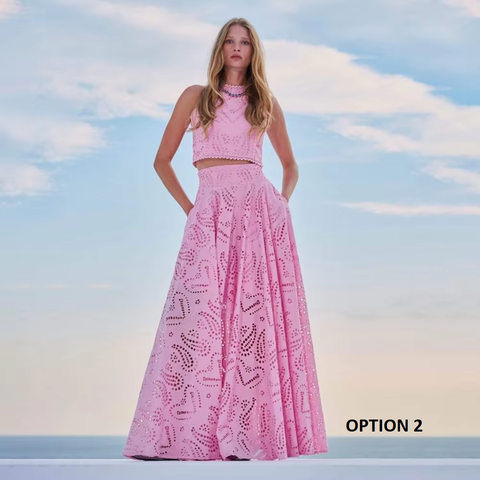 New Casual Sleeveless Top Embroidered Pocket Long Skirts Two-Piece Set CODE: KAR3818
