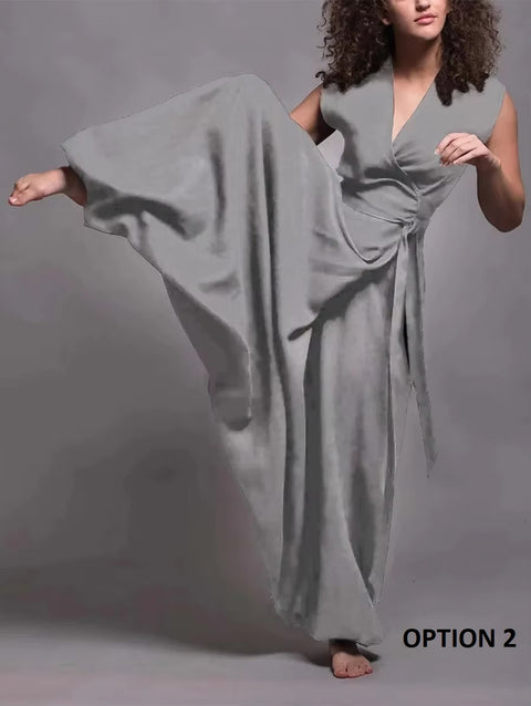 New Spring V Wide-Leg Solid Color Straight Jumpsuit CODE: KAR3825