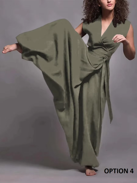 New Spring V Wide-Leg Solid Color Straight Jumpsuit CODE: KAR3825