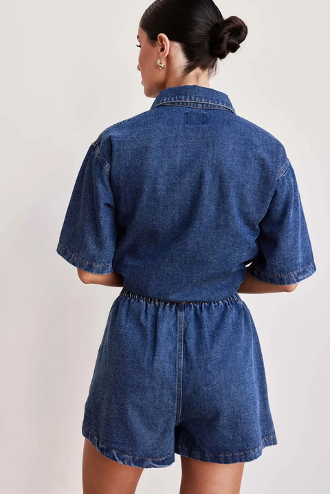 New Retro Casual Loose Pocket Sleeved Shirt Shorts Set CODE: KAR3826