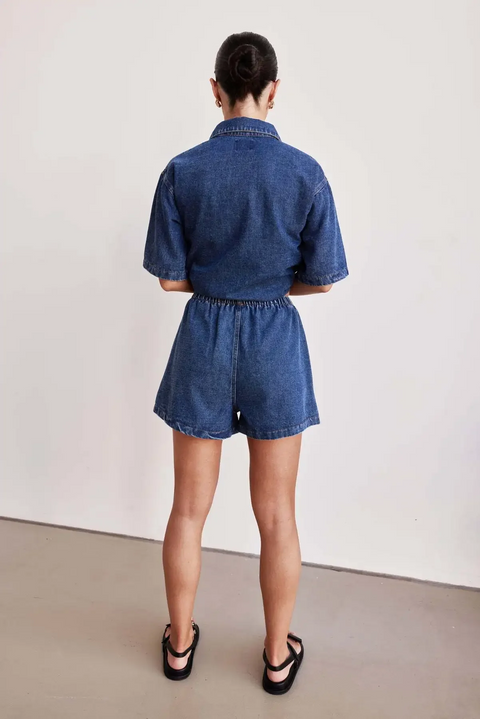 New Retro Casual Loose Pocket Sleeved Shirt Shorts Set CODE: KAR3826
