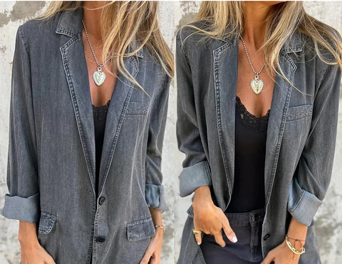 New Long Sleeve Button Down Jean Jacket Fall Coat CODE: KAR3830