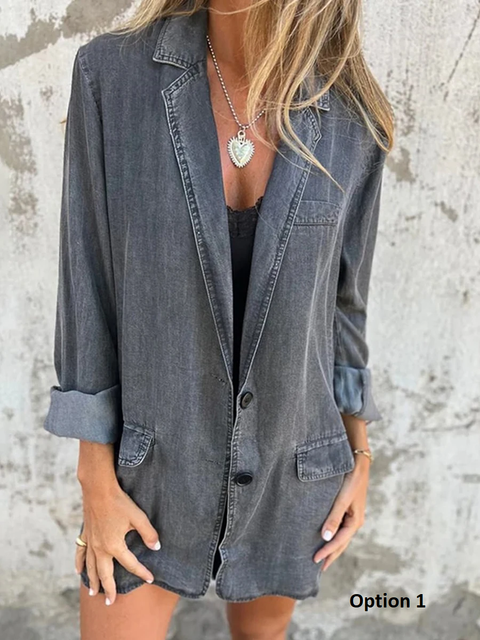 New Long Sleeve Button Down Jean Jacket Fall Coat CODE: KAR3830