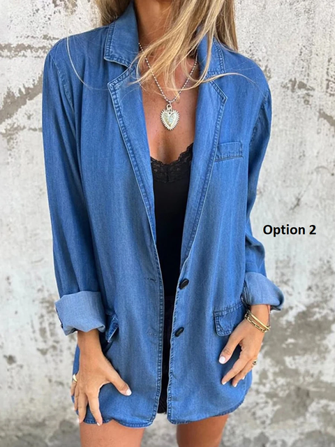 New Long Sleeve Button Down Jean Jacket Fall Coat CODE: KAR3830