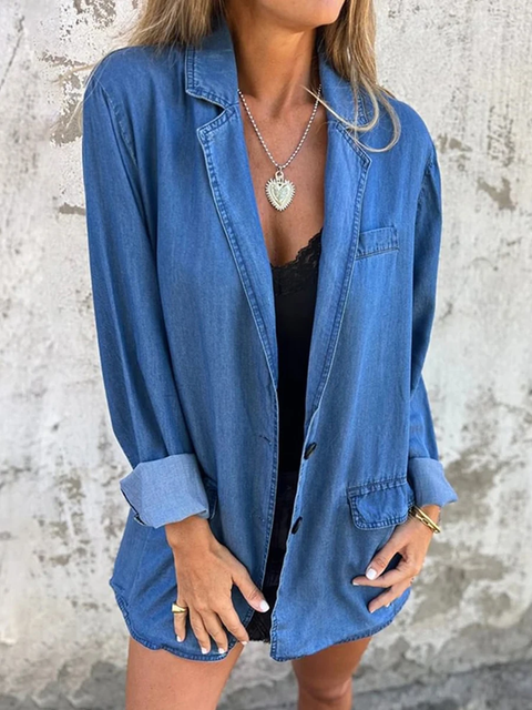 New Long Sleeve Button Down Jean Jacket Fall Coat CODE: KAR3830