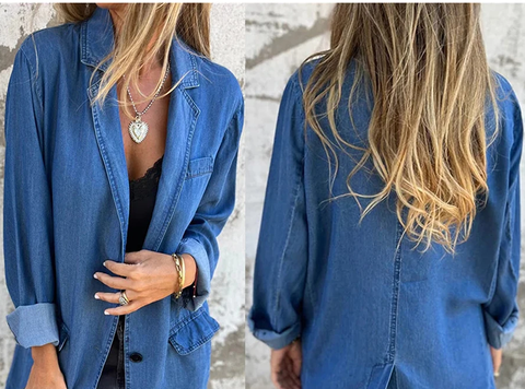 New Long Sleeve Button Down Jean Jacket Fall Coat CODE: KAR3830