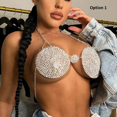 Fashionable Circular Bikini Style Rhinestone Chest Chain Jewelry CODE: KAR3832