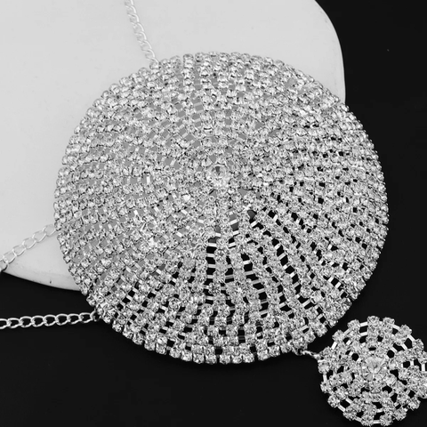 Fashionable Circular Bikini Style Rhinestone Chest Chain Jewelry CODE: KAR3832