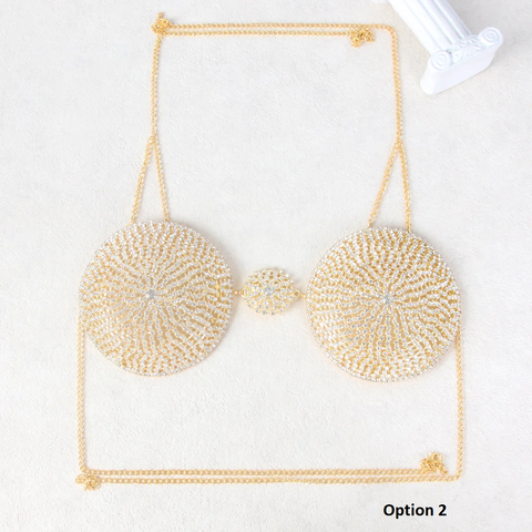 Fashionable Circular Bikini Style Rhinestone Chest Chain Jewelry CODE: KAR3832