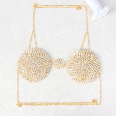 Fashionable Circular Bikini Style Rhinestone Chest Chain Jewelry CODE: KAR3832