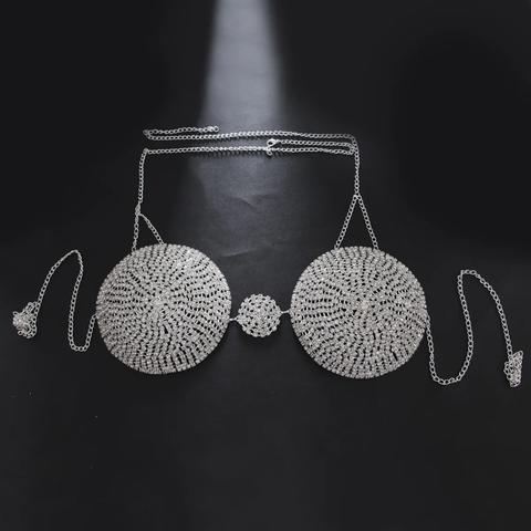 Fashionable Circular Bikini Style Rhinestone Chest Chain Jewelry CODE: KAR3832