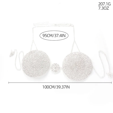 Fashionable Circular Bikini Style Rhinestone Chest Chain Jewelry CODE: KAR3832