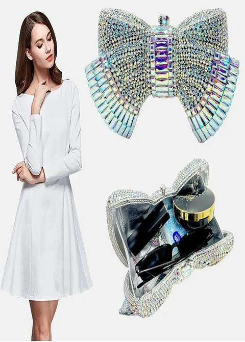 New Diamond Bow Metal Handbag CODE: KAR3835