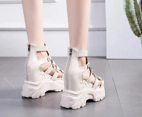 New Summer Soft Bottom Light High Top Exposure Toe Slope Heel Shoes CODE: KAR3839