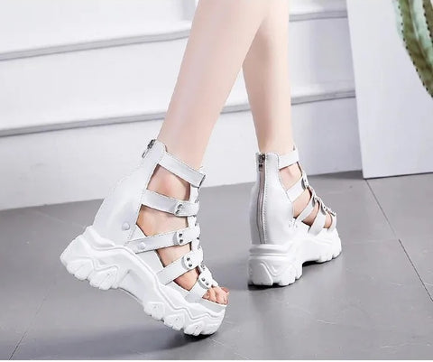 New Summer Soft Bottom Light High Top Exposure Toe Slope Heel Shoes CODE: KAR3839