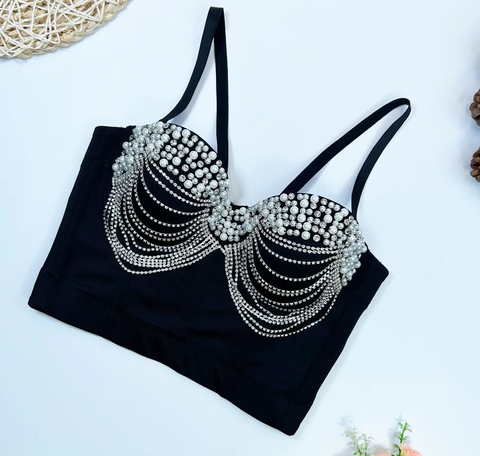 New Diamonds Pearl Chain Crop Top CODE: KAR3845