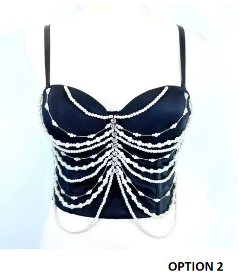 New Diamonds Pearl Chain Crop Top CODE: KAR3845