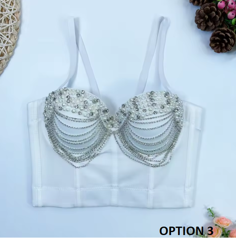 New Diamonds Pearl Chain Crop Top CODE: KAR3845