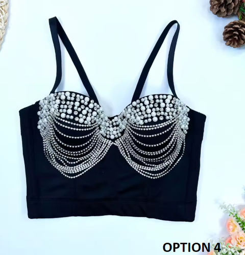 New Diamonds Pearl Chain Crop Top CODE: KAR3845
