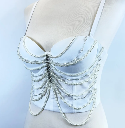 New Diamonds Pearl Chain Crop Top CODE: KAR3845