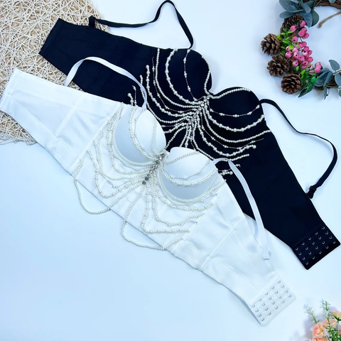 New Diamonds Pearl Chain Crop Top CODE: KAR3845